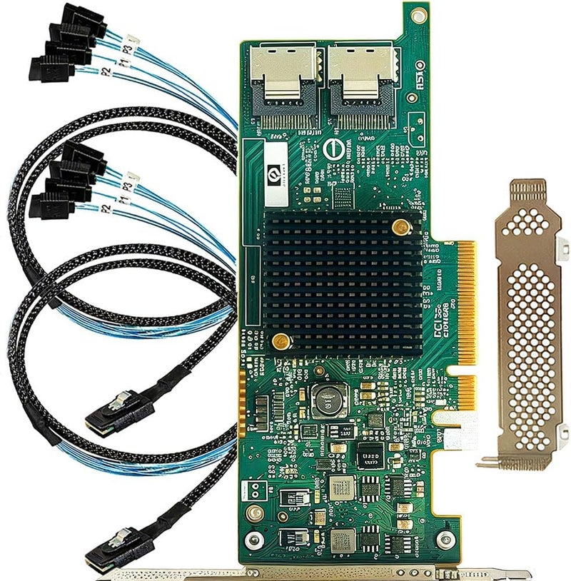 LAMPAN بطاقة SAS HBA متوافقة مع LSI 9205-8i وضع IT PCIe بطاقة توسيع SATA، 8 منافذ 6Gbps PCIe 3.0، دعم موسع SAS، وحدة تحكم HBA مع 2× كابلات SFF-8087 إلى 4× SATA لـ ZFS TrueNAS unRAID Proxmox - Image 1